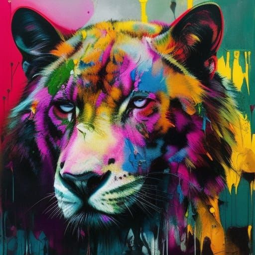 Animal with Marbling and Splatter Effects