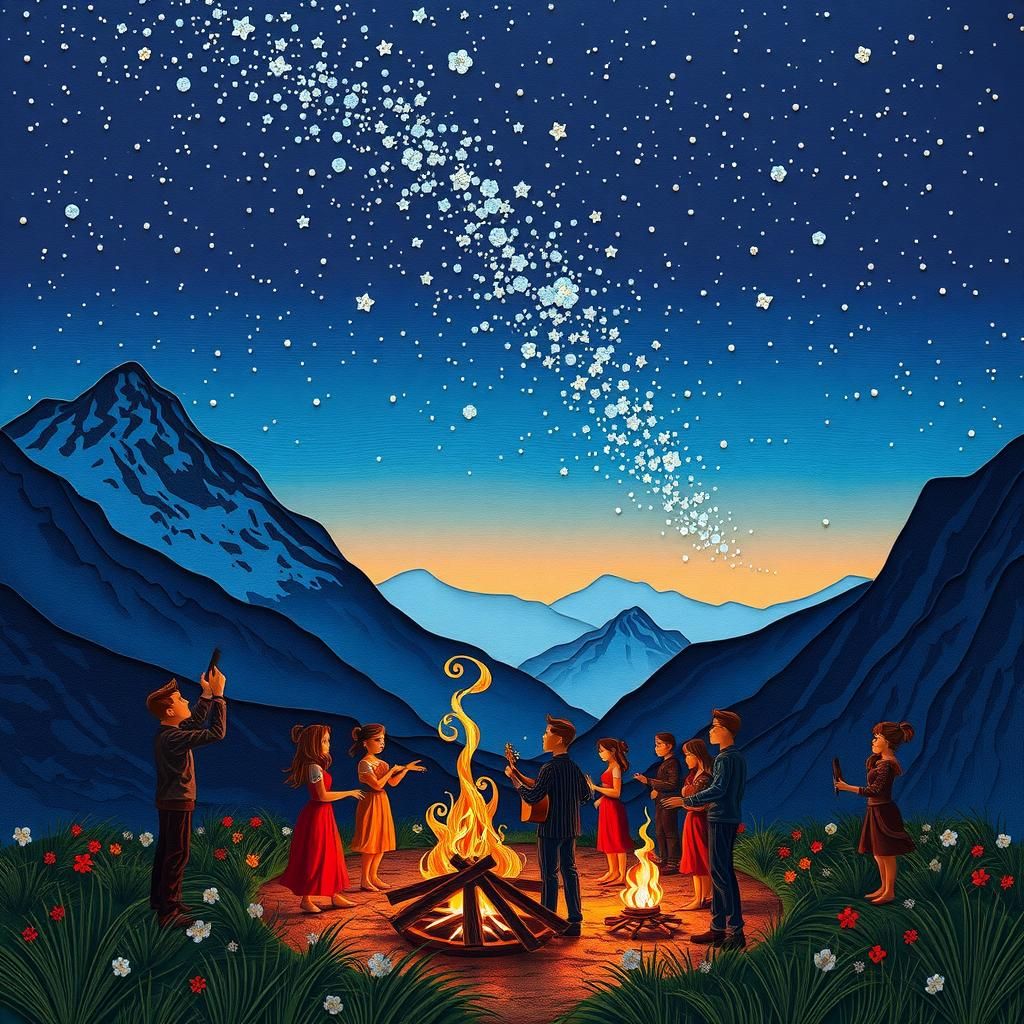 Camping under a starry night