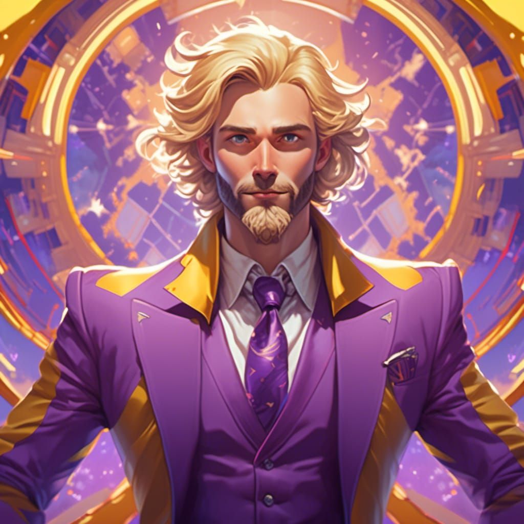 Blond Man Surrounded by Magic in Artgerm Style