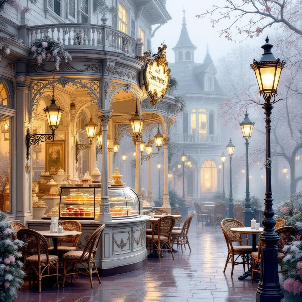 Victorian Ice Cream Parlor in Dreamy Kinkade Style