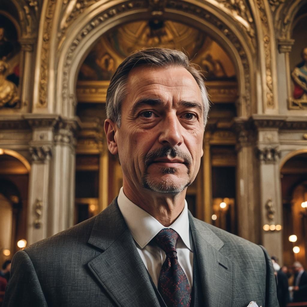 Hungarian Politician Portrait in Parliament: Photojournalism