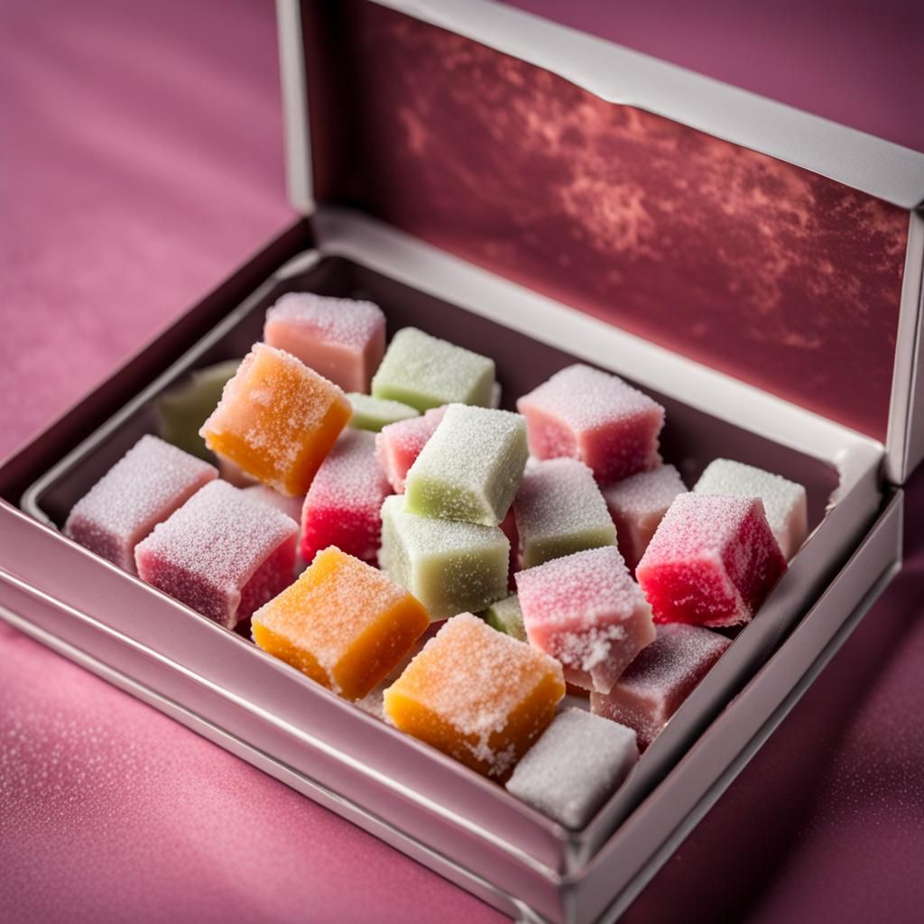 Delicious Turkish Delight Sweets in Open Box