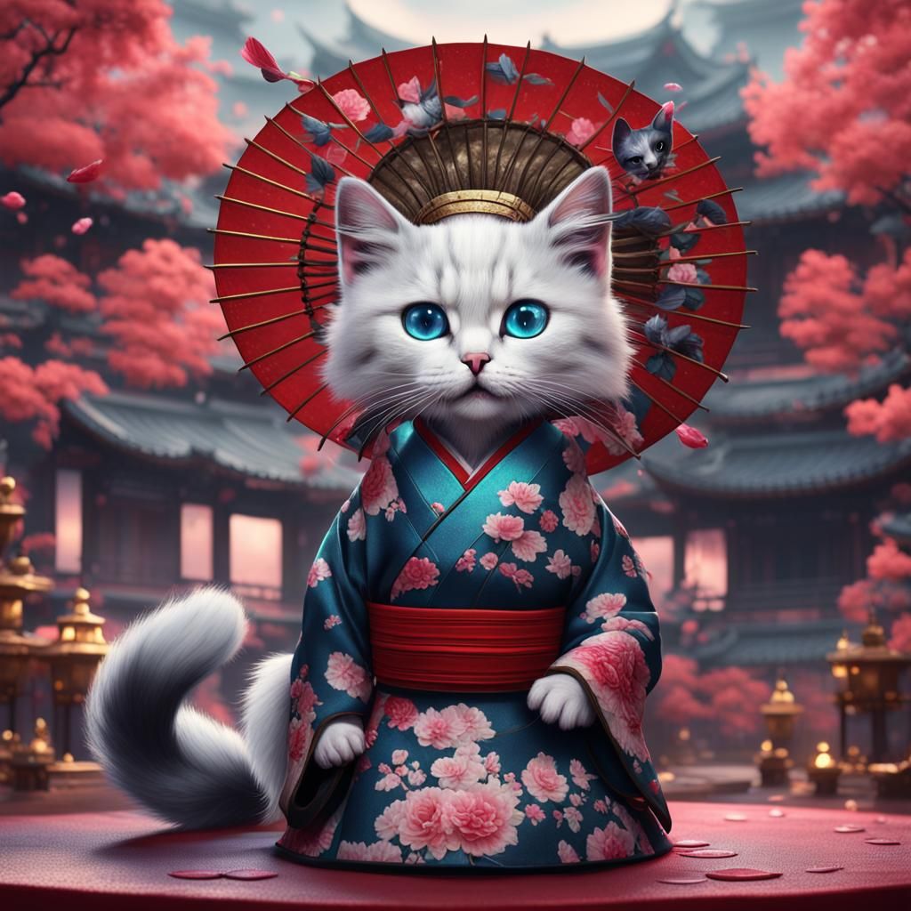 Kittens as Geishas: Detailed Matte Painting
