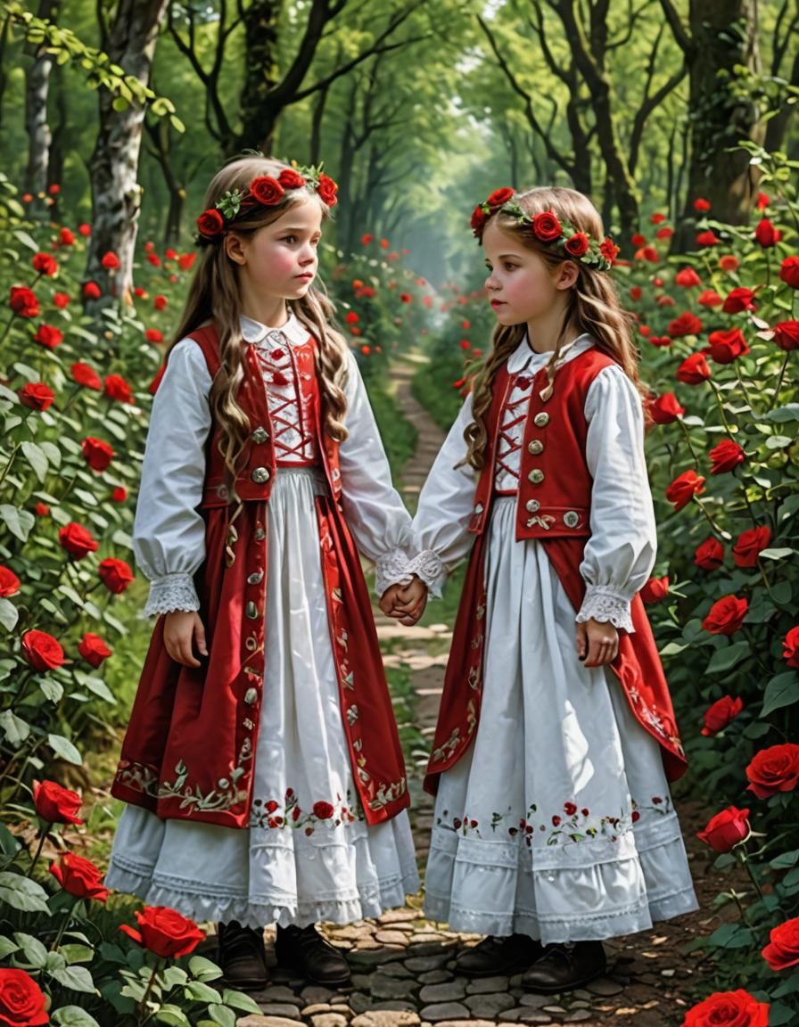 Fairytale Maidens in Enchanted Forest Landscape