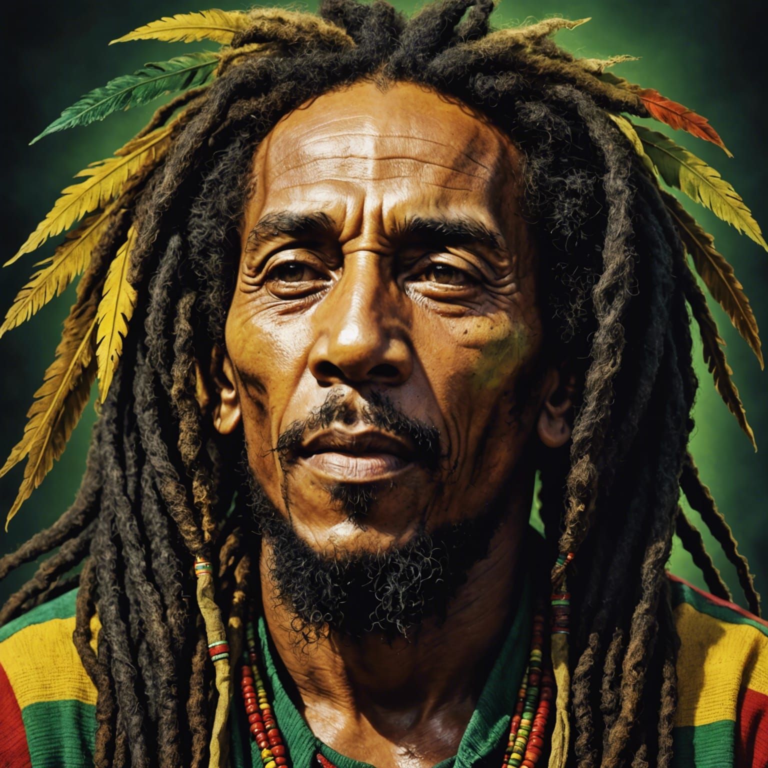 Elderly Bob Marley: A Hyperrealistic AI Portrait
