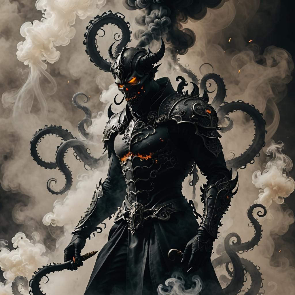 Smoke Painting of a Tentacle Demon Knight