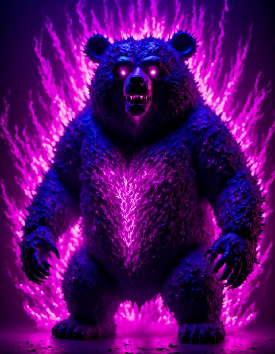 UV Blacklight Bear with Glowing Lamp Eyes