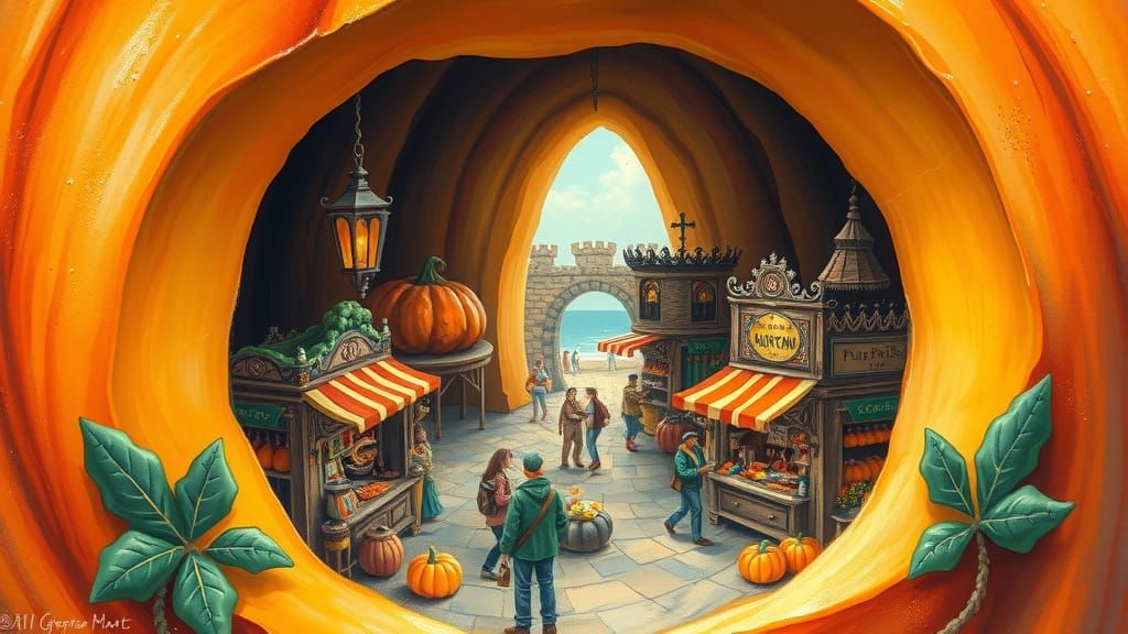 Pumpkin Marketplace in Neo-Impressionist Style