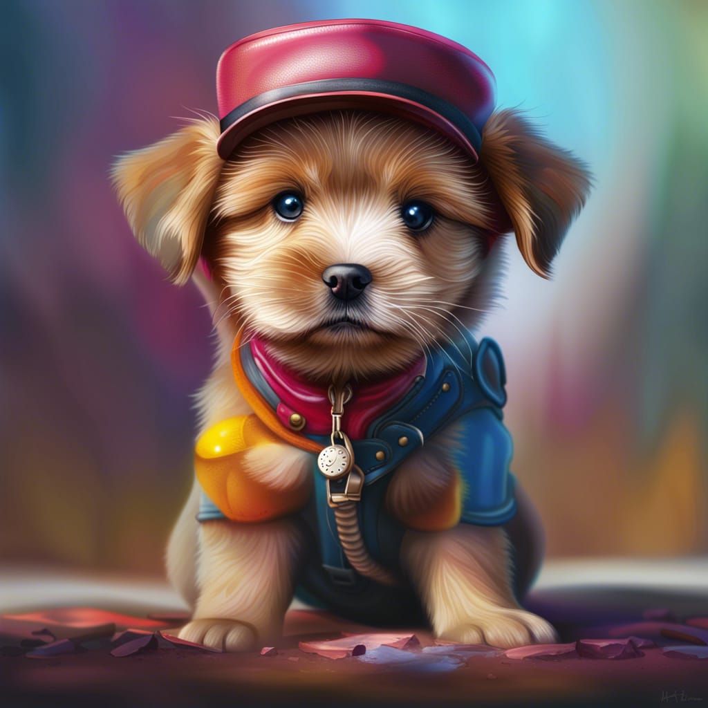 Puppy in Boots: Hyperrealistic Digital Art