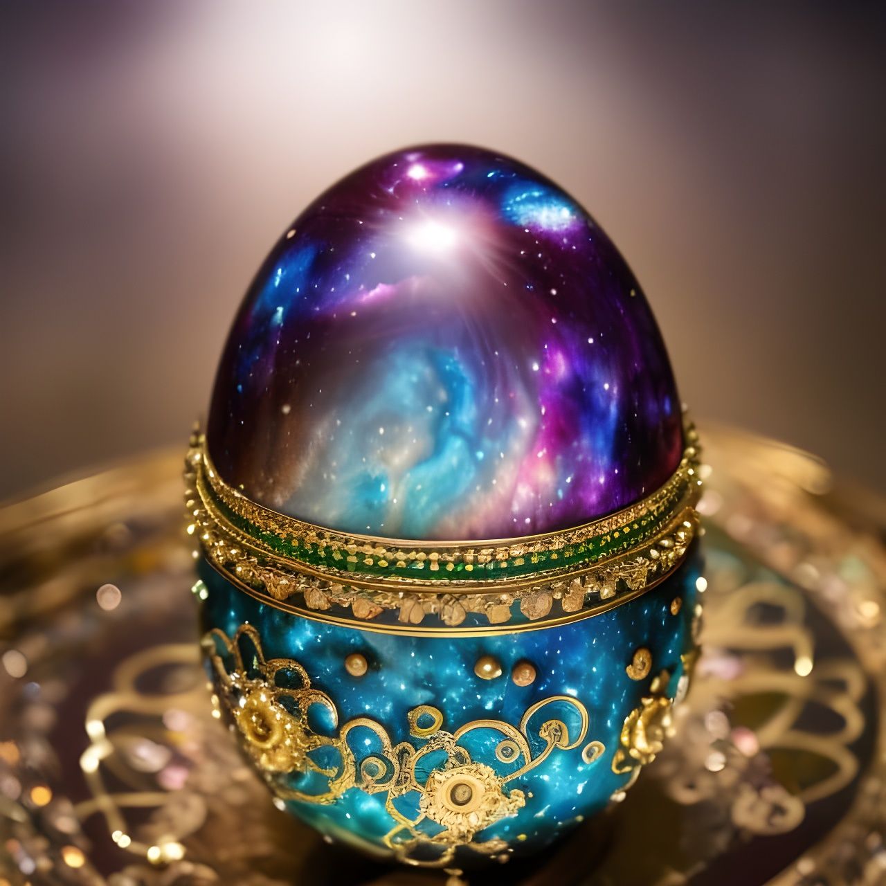 Galaxy in Fabergé Egg: Hyperdetailed Digital Art