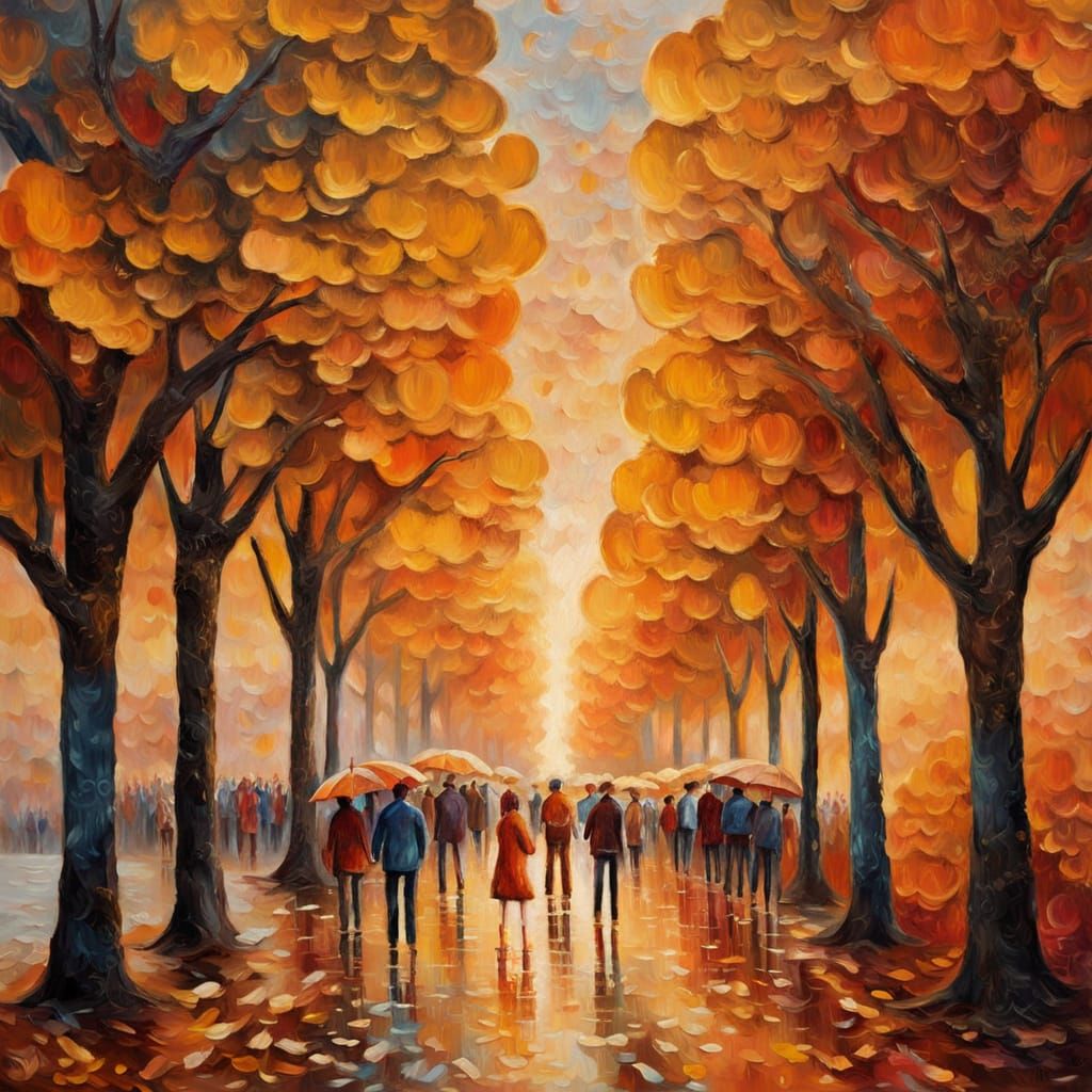 Surreal Autumn Parade in Golden Hour