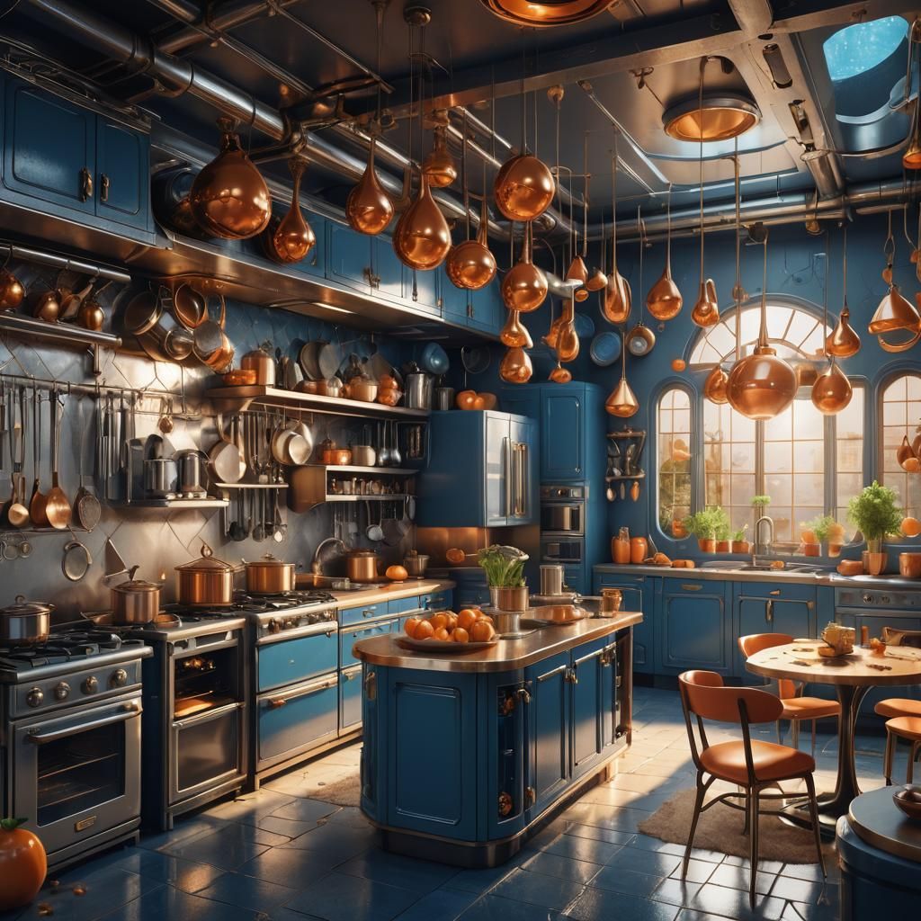 Biomechanical Kitchen with Rounded, Teardrop-Shaped Design