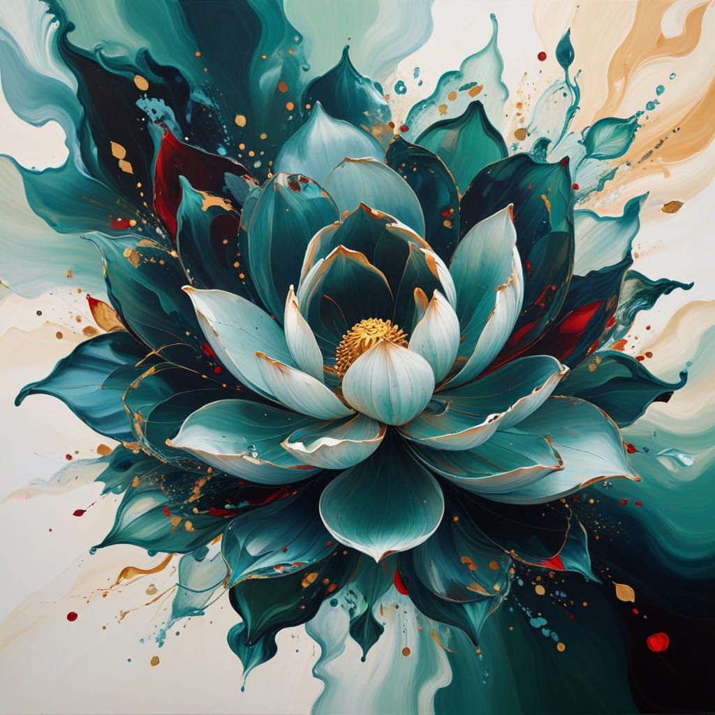 Abstract Lotus Flower in Swirling Geometric Shapes