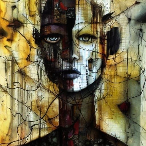 Surreal Claymation Portrait with Bioluminescence and Ink Dri...