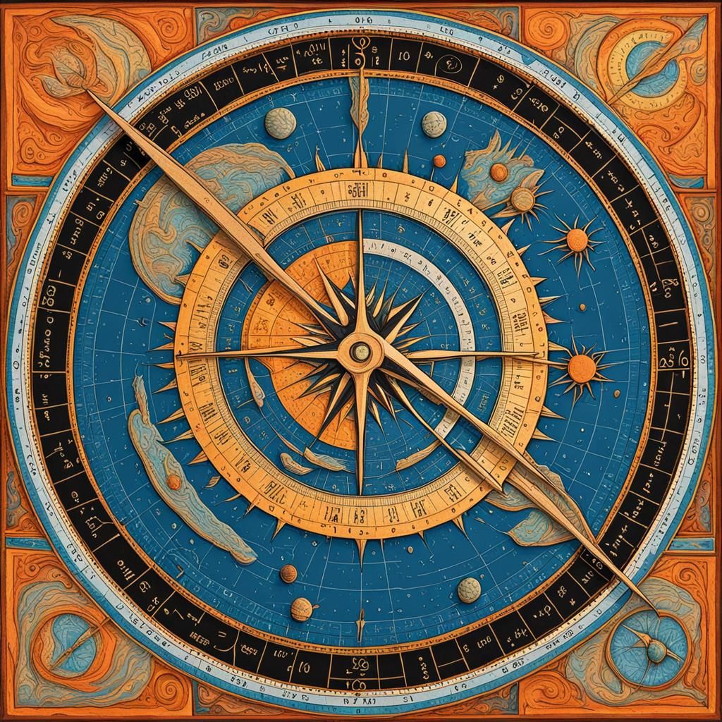 Planetary Sundial: Abstract Art in Complementary Colors