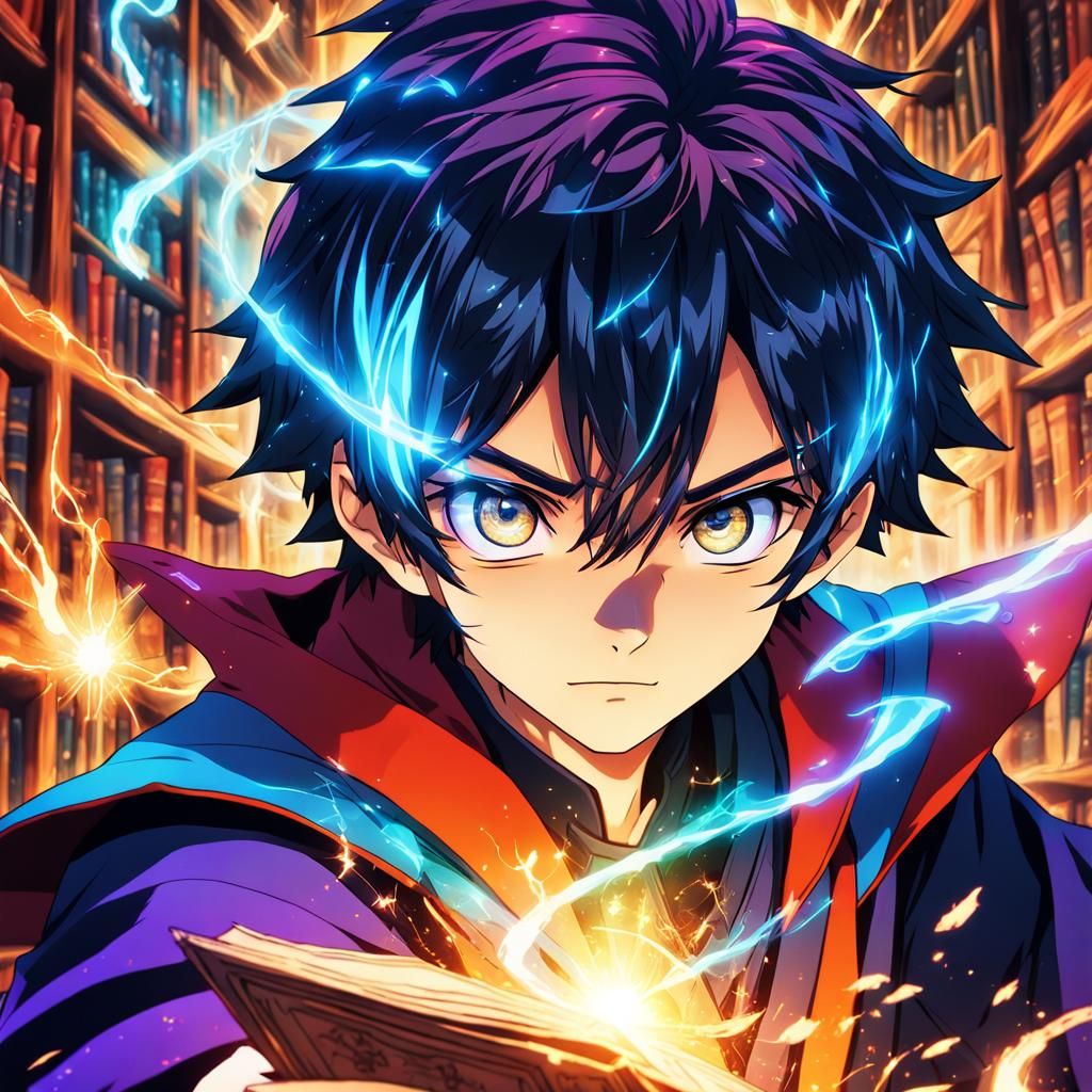 Anime Wizard Boy Casting a Spell