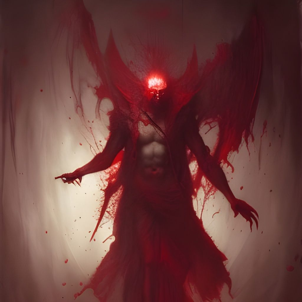 Terrifying Red Demon in Gothic Horror Style