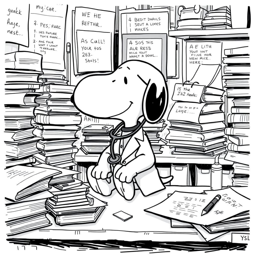Snoopy as a Classic Anime-Style Doctor