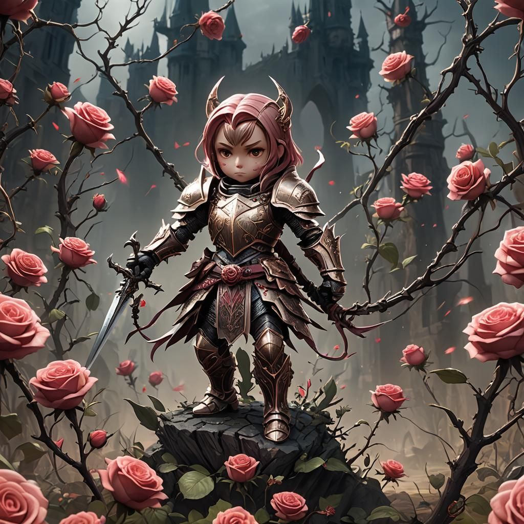 Chibi Rose Knight with Thorn Whip