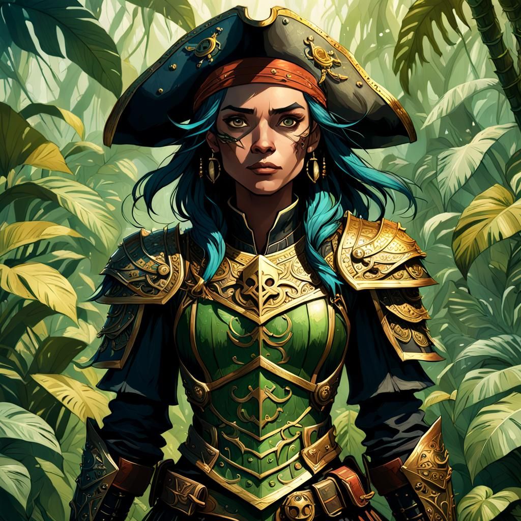 my epic comic pet pirate armor, with e vine like plants and ...