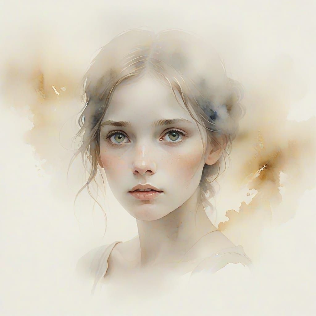 Whispers in the Mist: A Watercolor Portrait