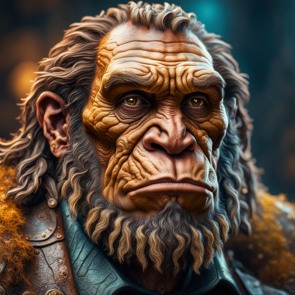Steampunk Neanderthal Gentleman in Hyperrealistic Style