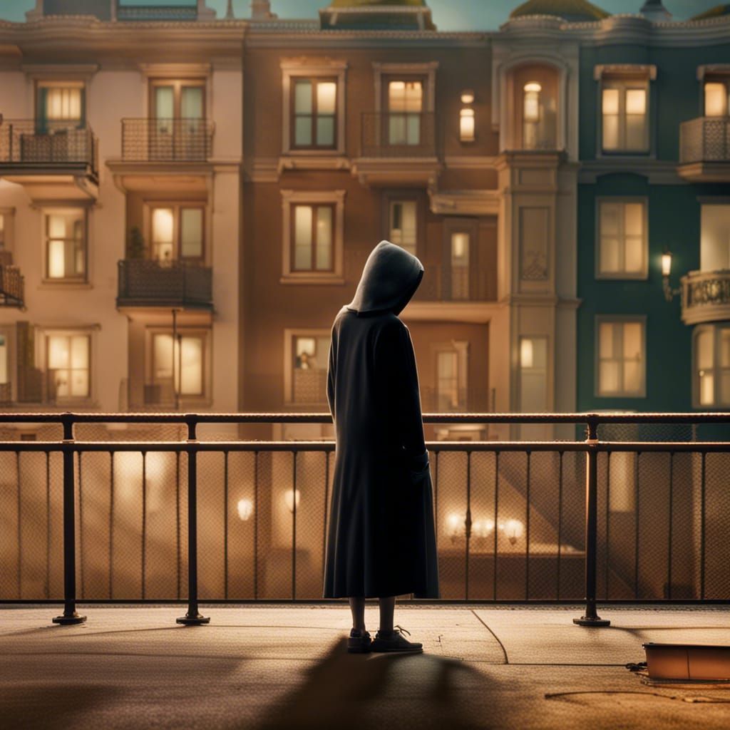 Hipster Woman in Foggy San Francisco, Mixed Media