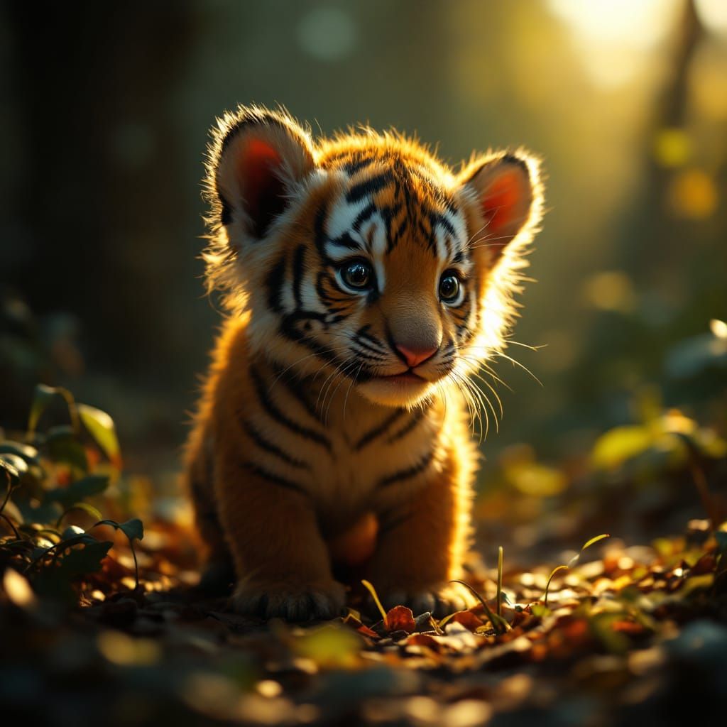 Miniature Furred Creature in Golden Light