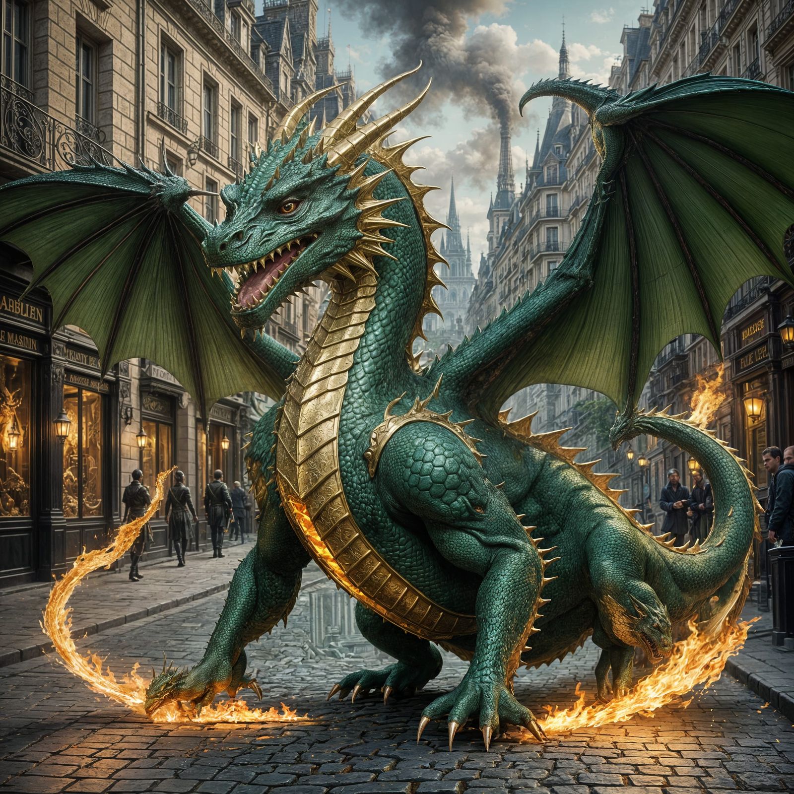 Green Dragon in Paris, Art Nouveau Style