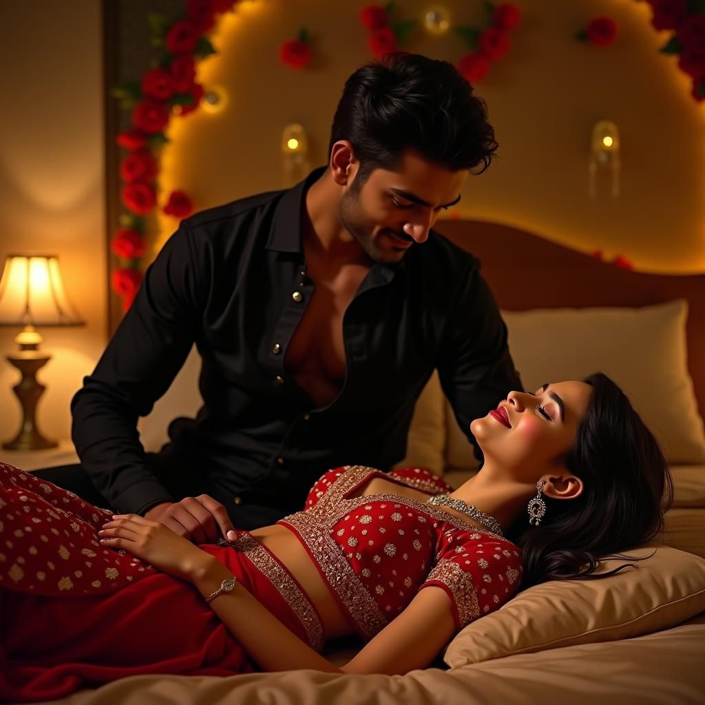 Romantic Indian Couple in Traditional Attire