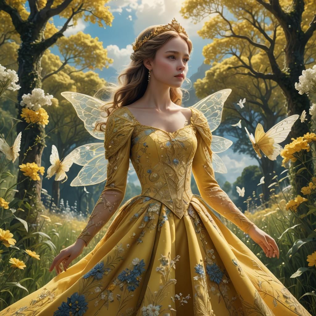 Young Princess in Meadow: Fantasy Concept Art