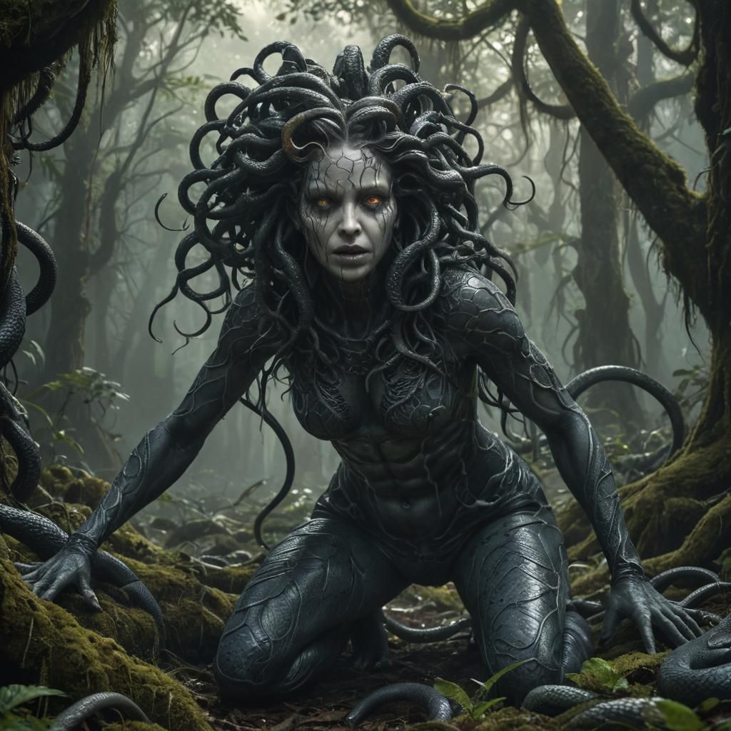 Medusa in a Gigeresque Forest Atmosphere