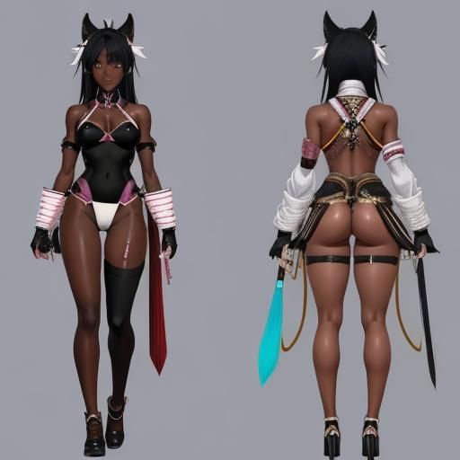 Dark Skin Female Anatomy in Anime Style