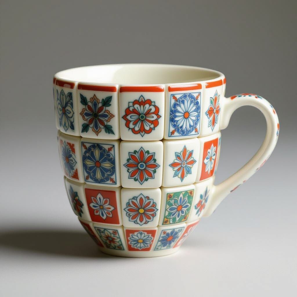 Mahjong Tile Cup in Pop Art Style