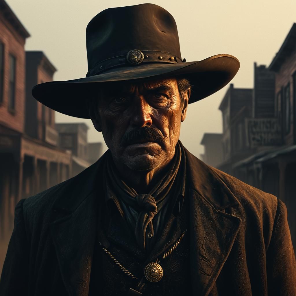 Ominous Wild West Marshall in Western Noir Style