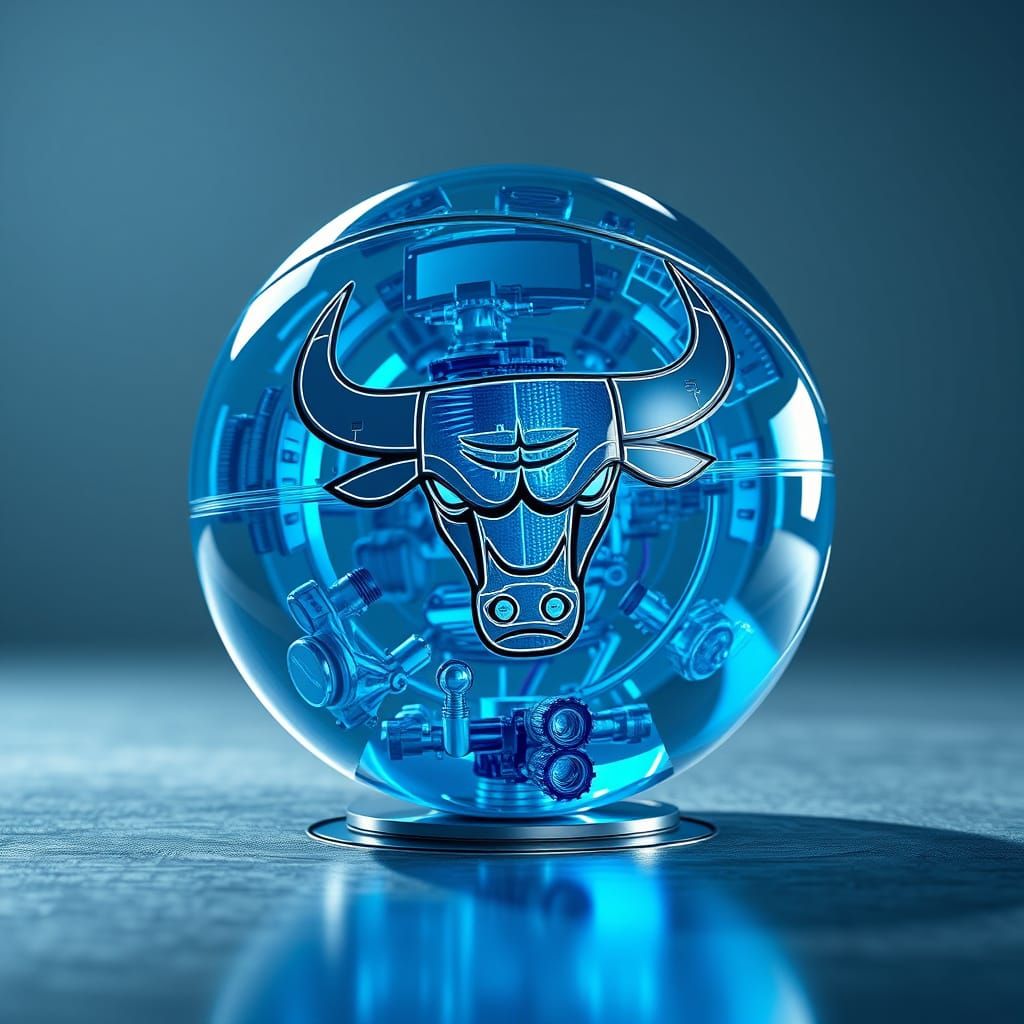 Futuristic Chicago Bulls Basketball in Sci-Fi Style