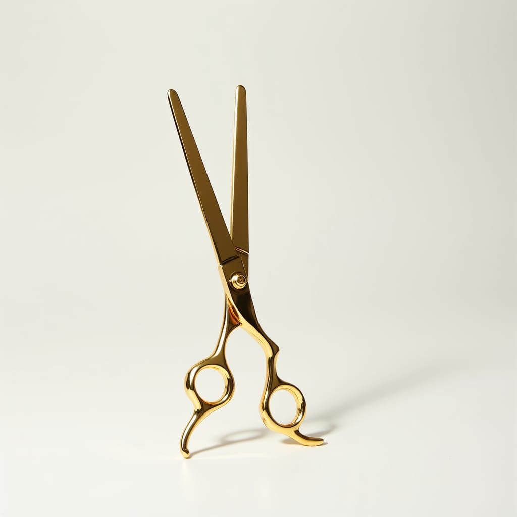 Golden Hairdressing Scissors in Modernist Style