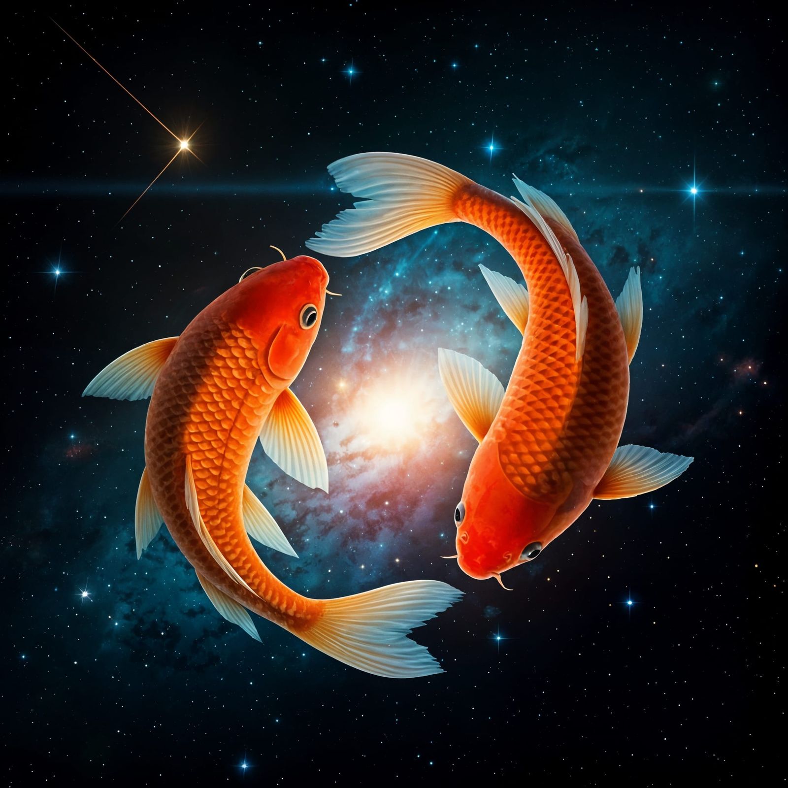 Celestial Koi Constellation in Vibrant Colors