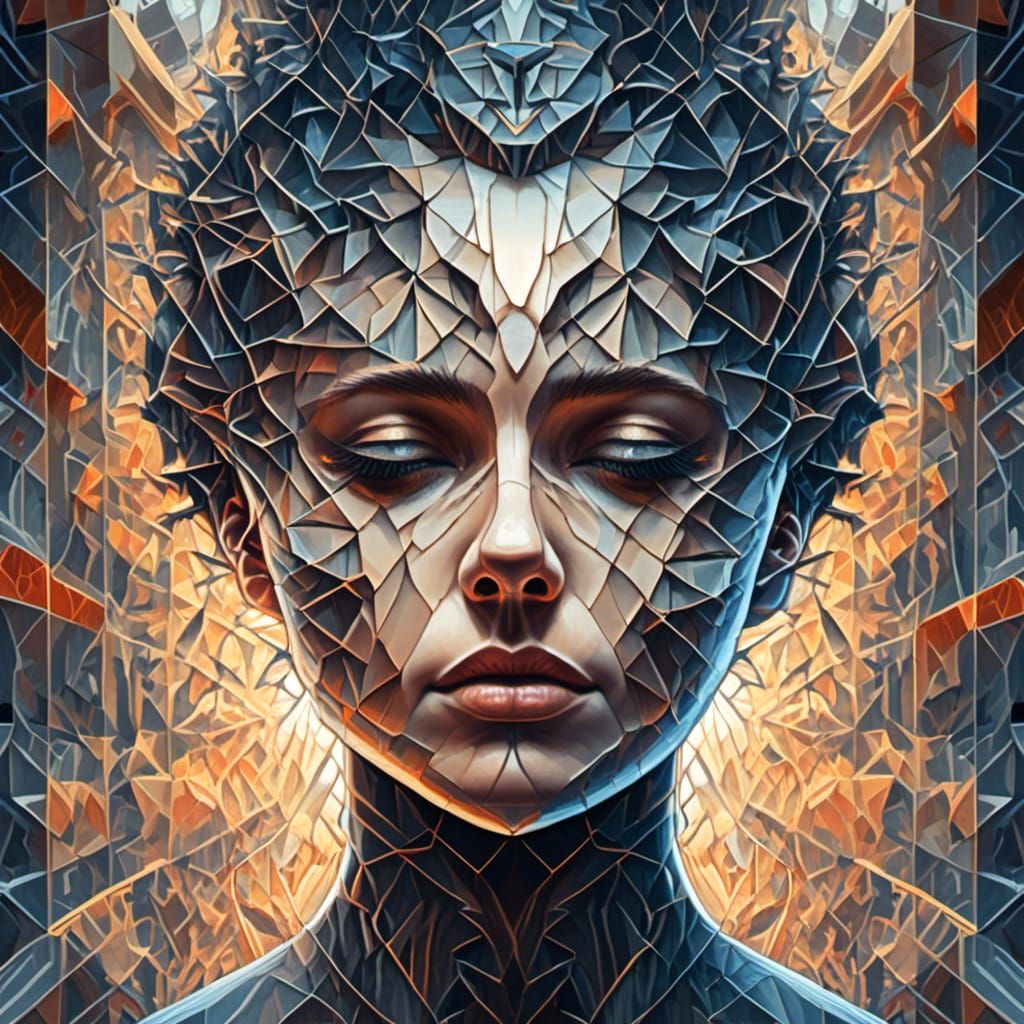 a hyperrealistic portrait of a mind and its fractured realit...