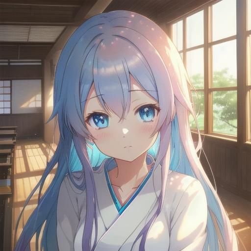 Anime Girl and Boyfriend in Watercolor Manga Style