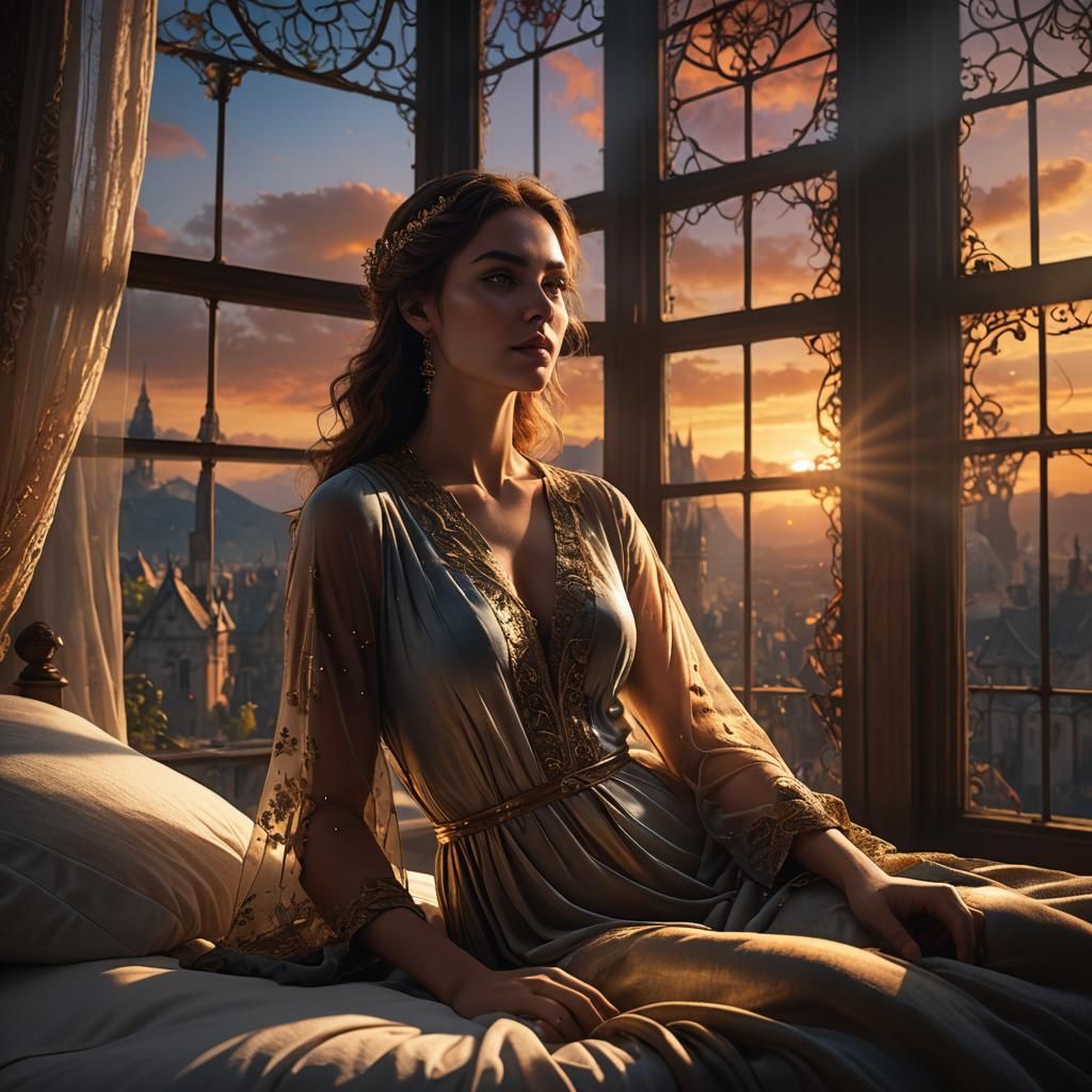 Sunset Light on Bare Woman: Fantasy Concept Art