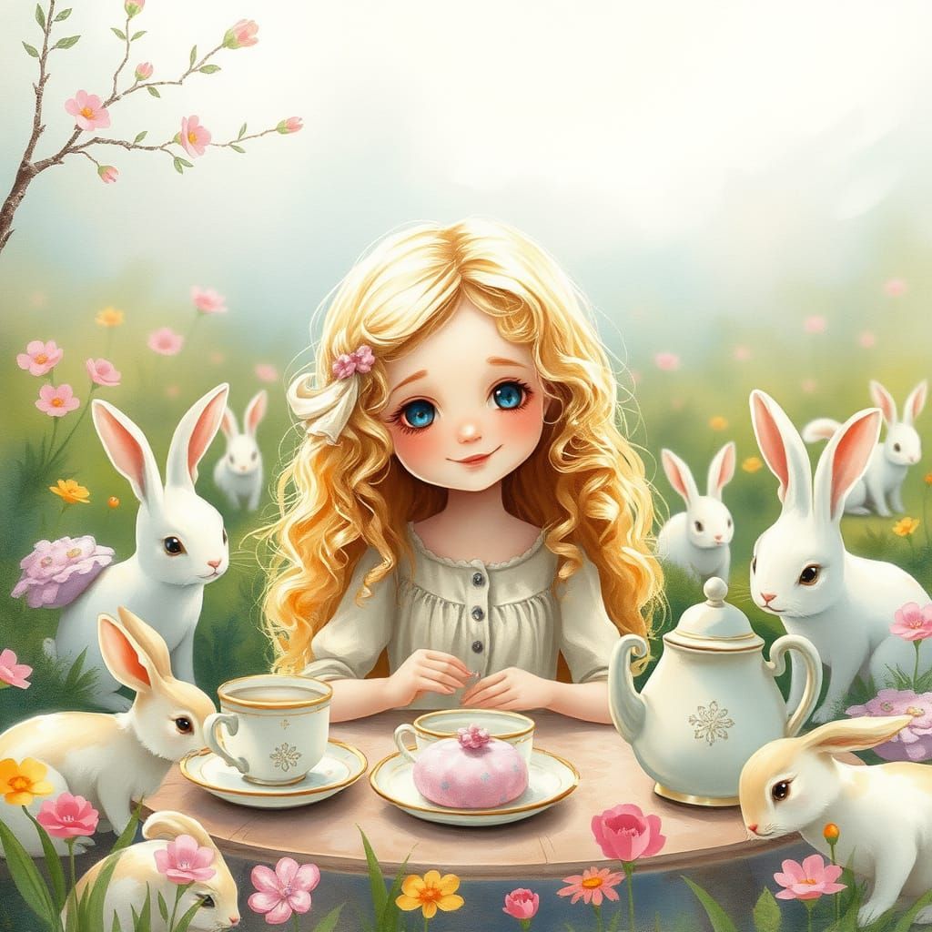 Little Girl Enchants Whimsical Tea Party Wonderland