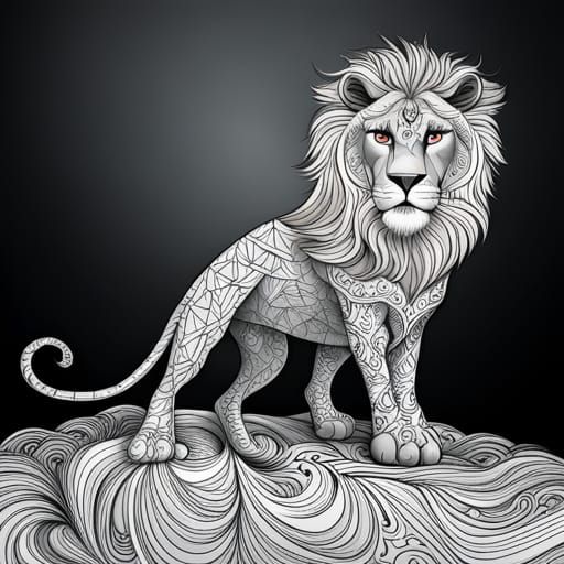 Cute Lion Zentangle Coloring Book Page