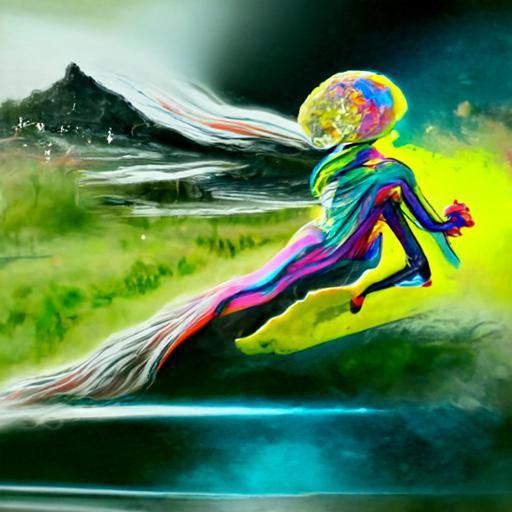 Astral Runner: Holographic Illustration by Pablo Amaringo