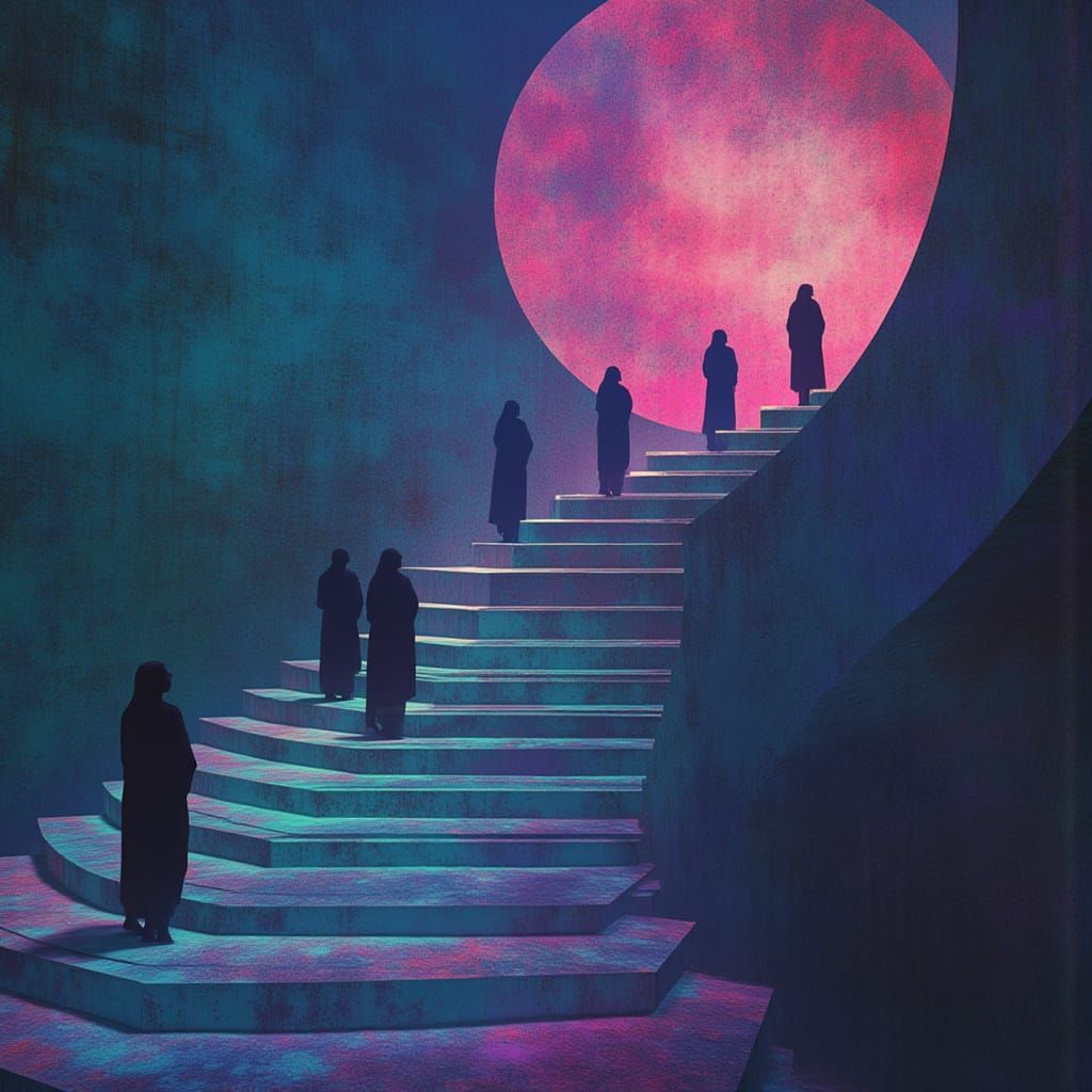 Ethereal Ascent Through a Psychedelic Maze