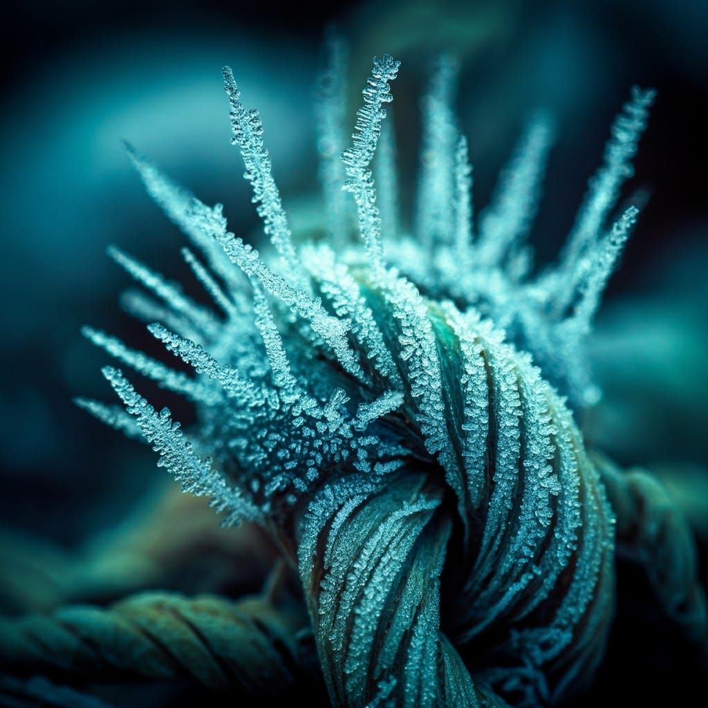 First Frost on Organic Sculpture: Mixed Media Art