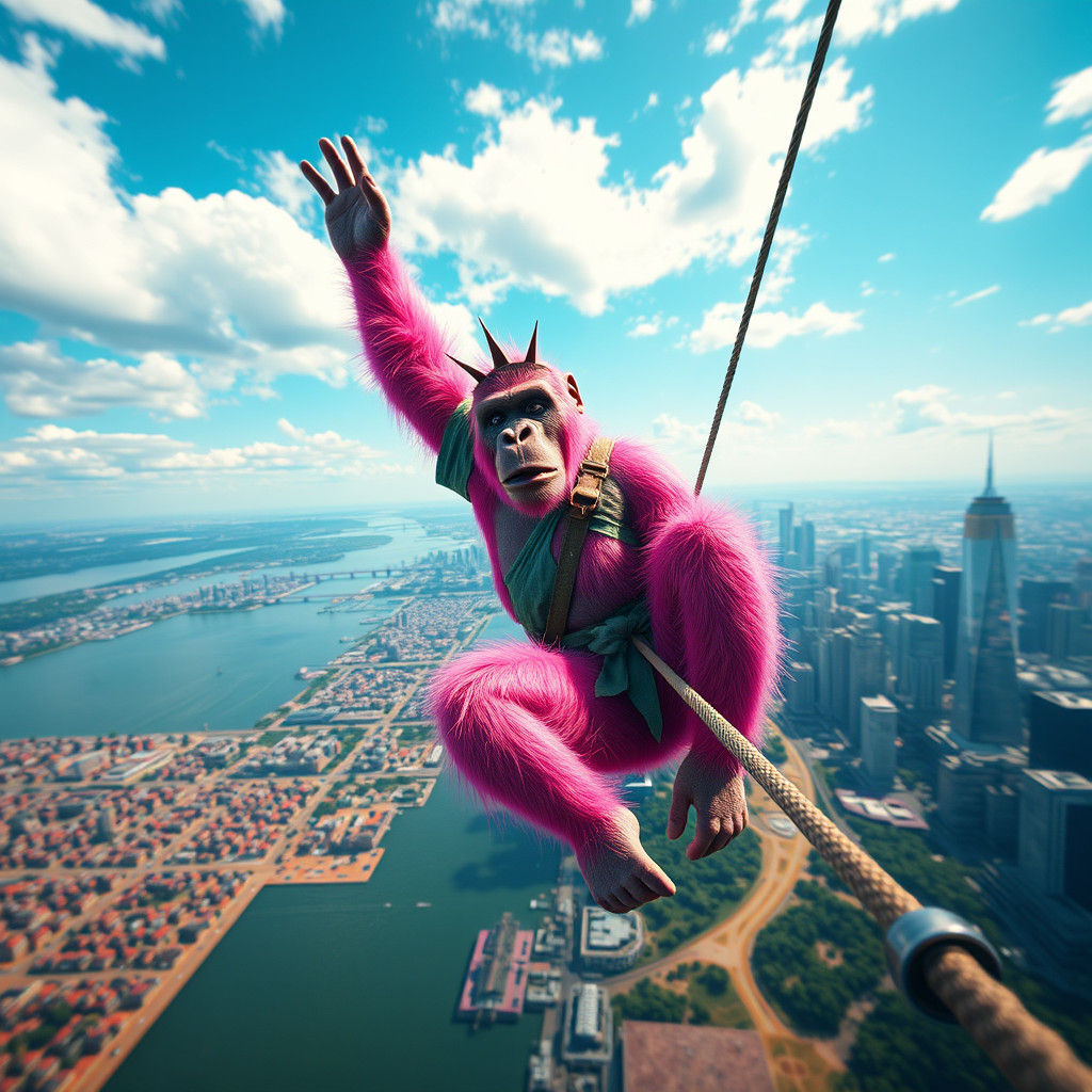 Pink Gorilla Bungee Jumping 1
