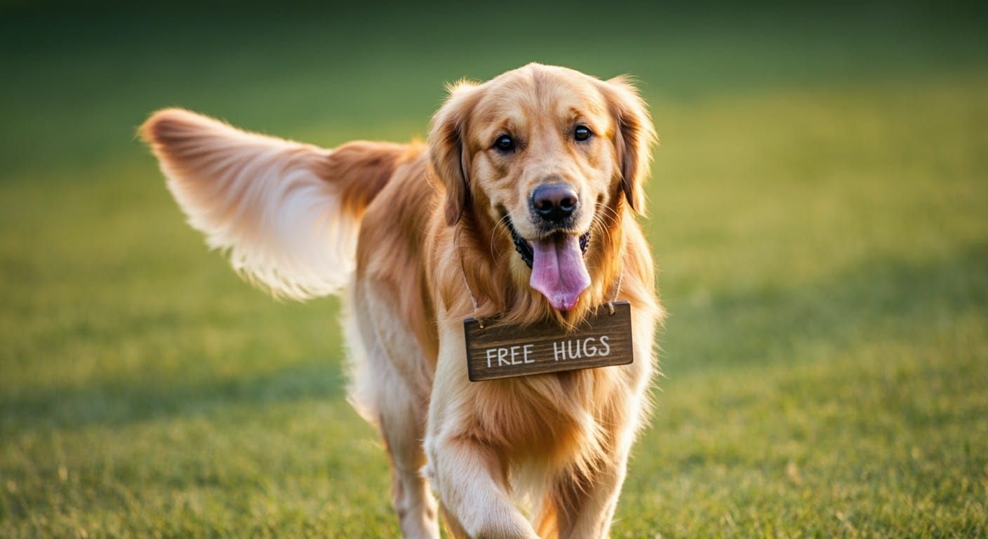 Golden Retriever Offers Free Hugs on Sunny Day