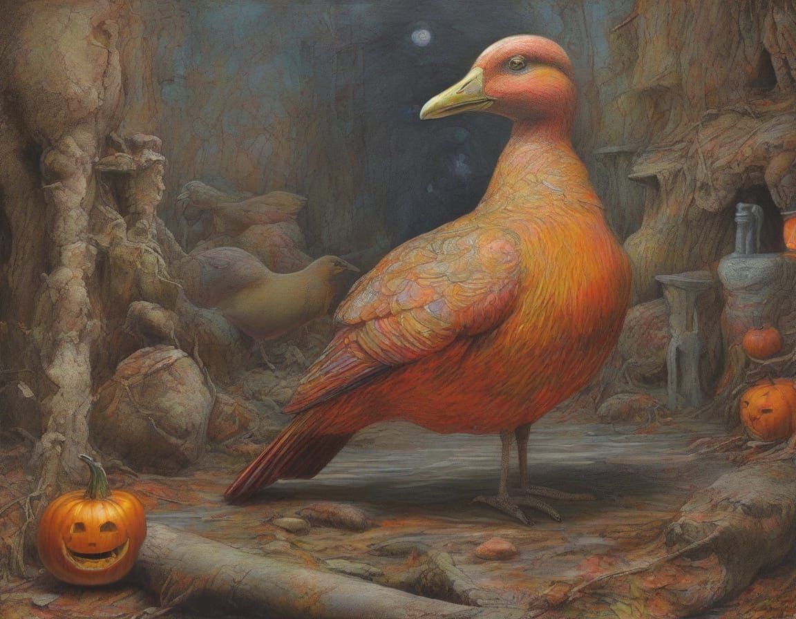 Viking Sips Latte Shooing Zombie Geese