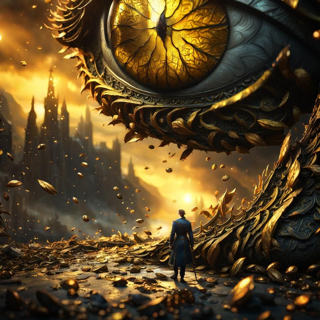 Golden Eye in Hyperrealistic Detail